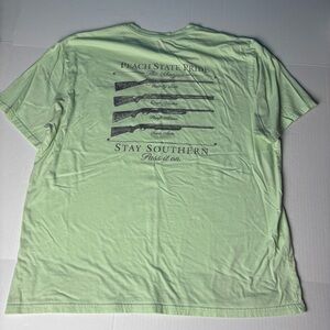 Peach State Pride Stay Southern Men's XXL T-Shirt Green Shotguns Firearms Cotton